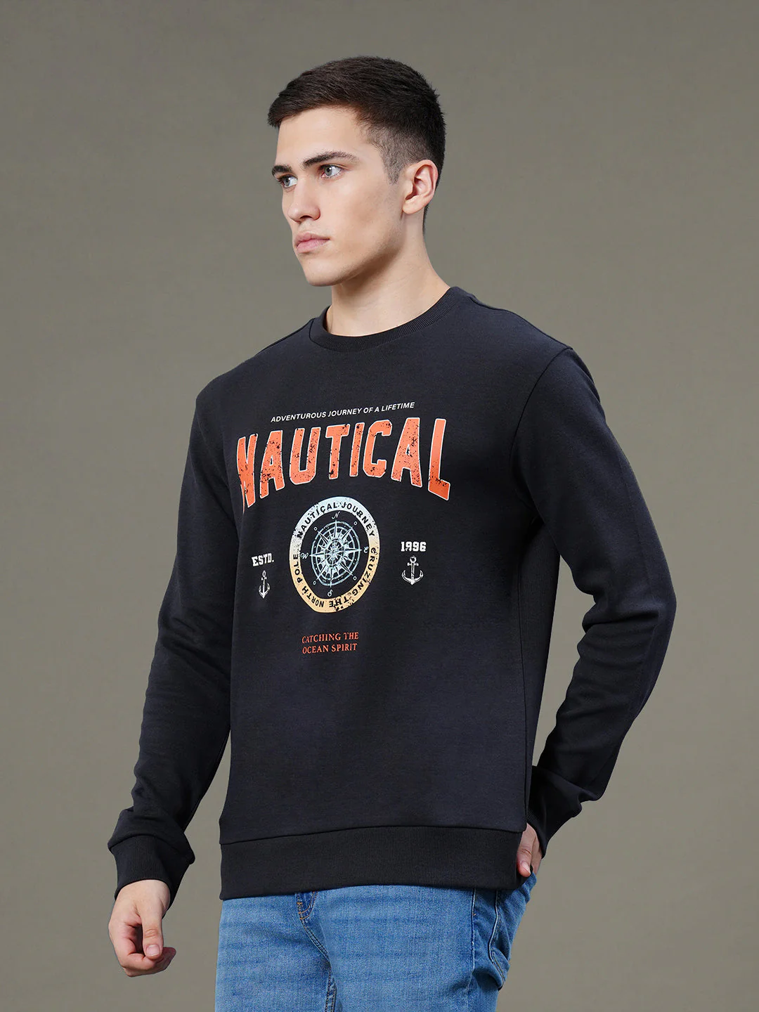 Round Neck Graphic Sweatshirt for Men - Image 2