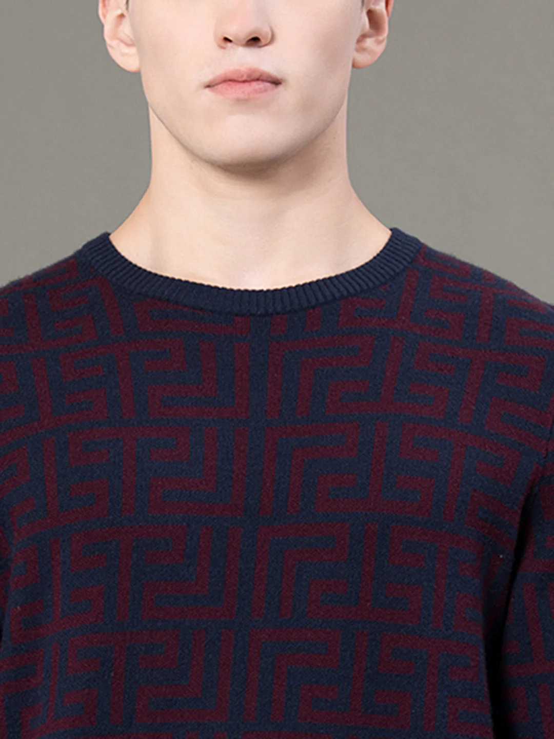 Round Neck Pattern Sweater for Men - Image 4