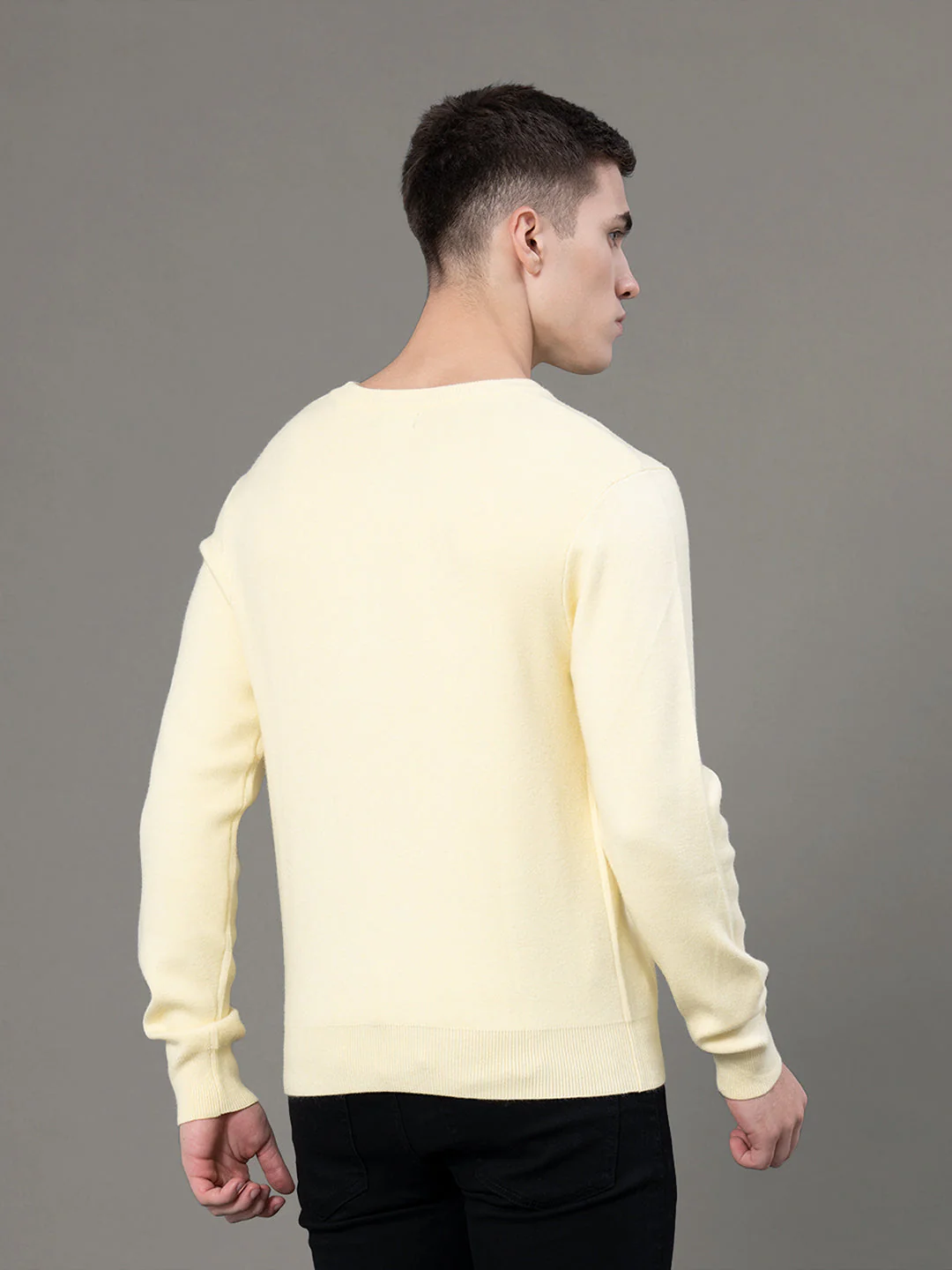 Round Neck Solid Sweater for Men - Image 3