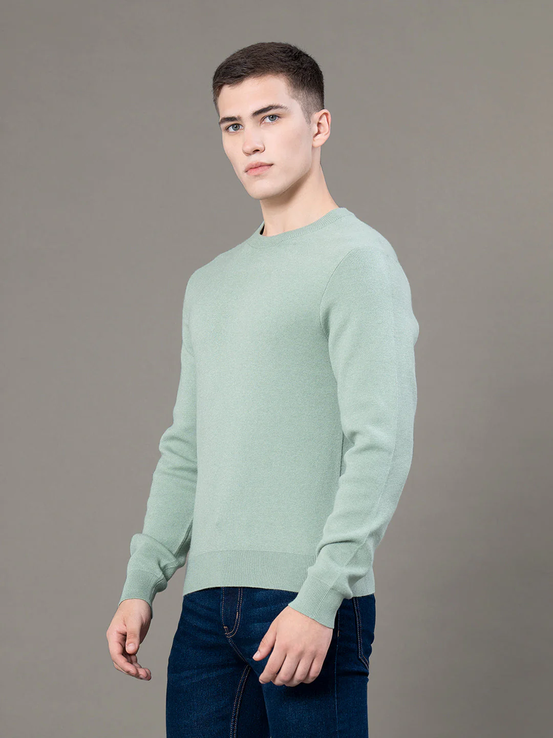 Round Neck Solid Sweater for Men - Image 2
