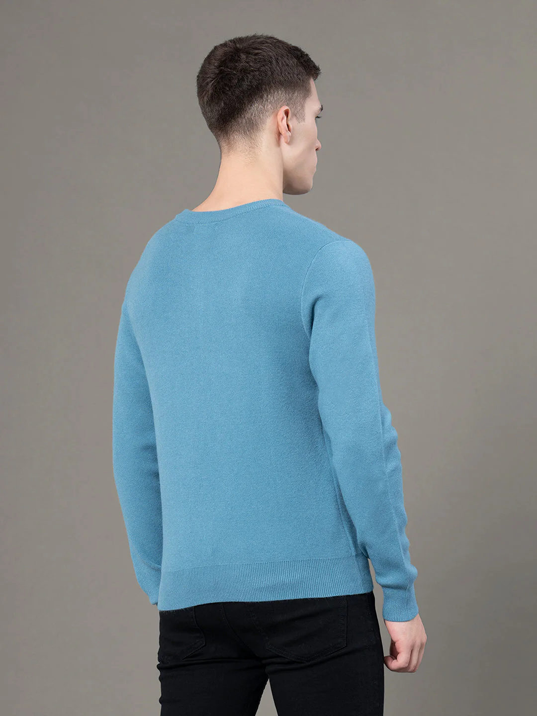Round Neck Solid Sweater for Men - Image 3
