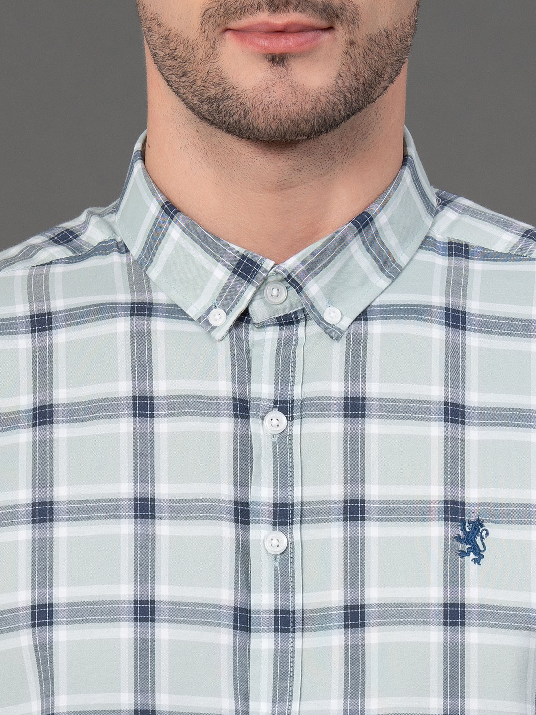 Sea Green Checked Shirt for Men - Image 4