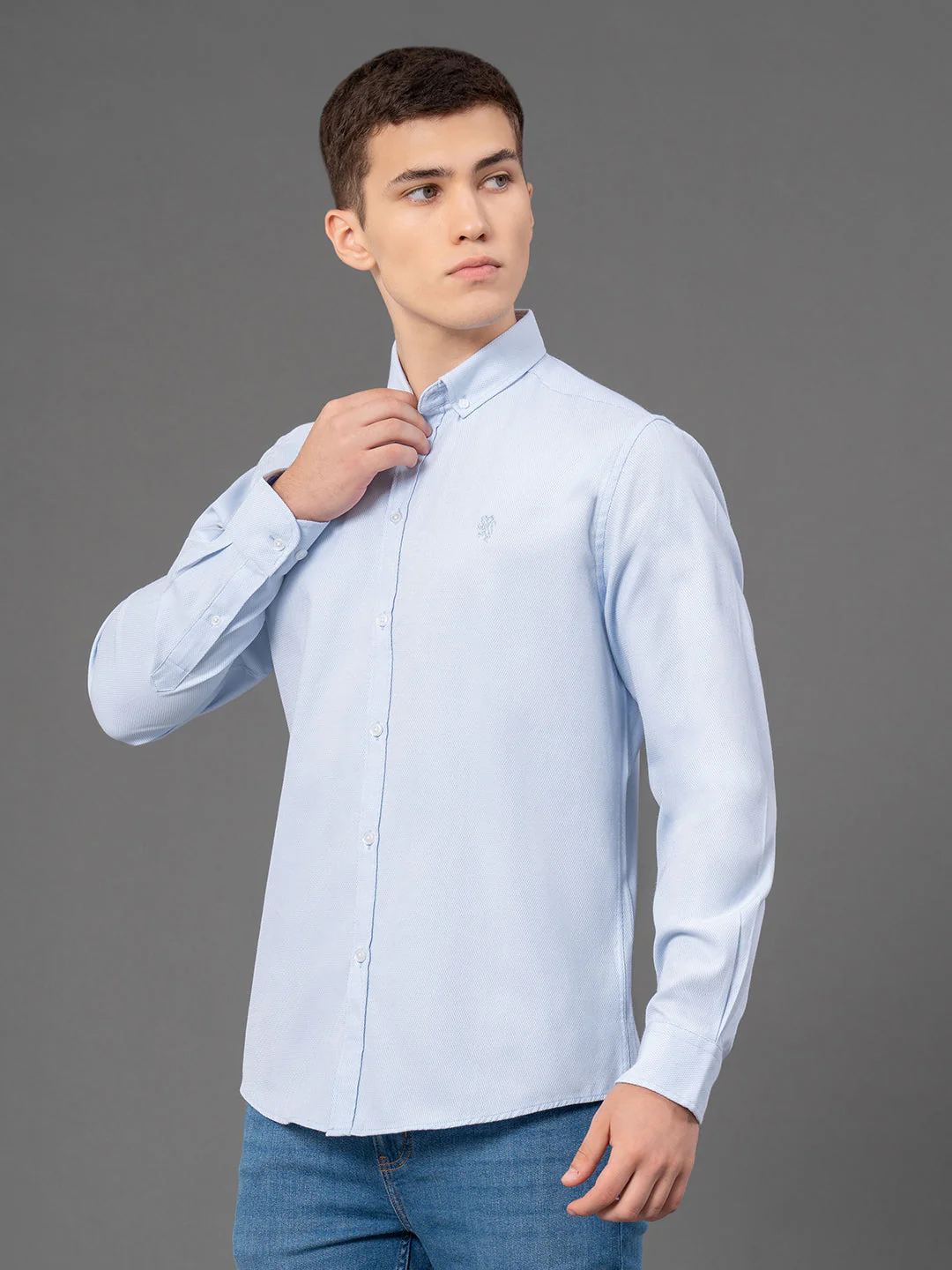 Sky Blue Dobby Shirt for Men - Image 2