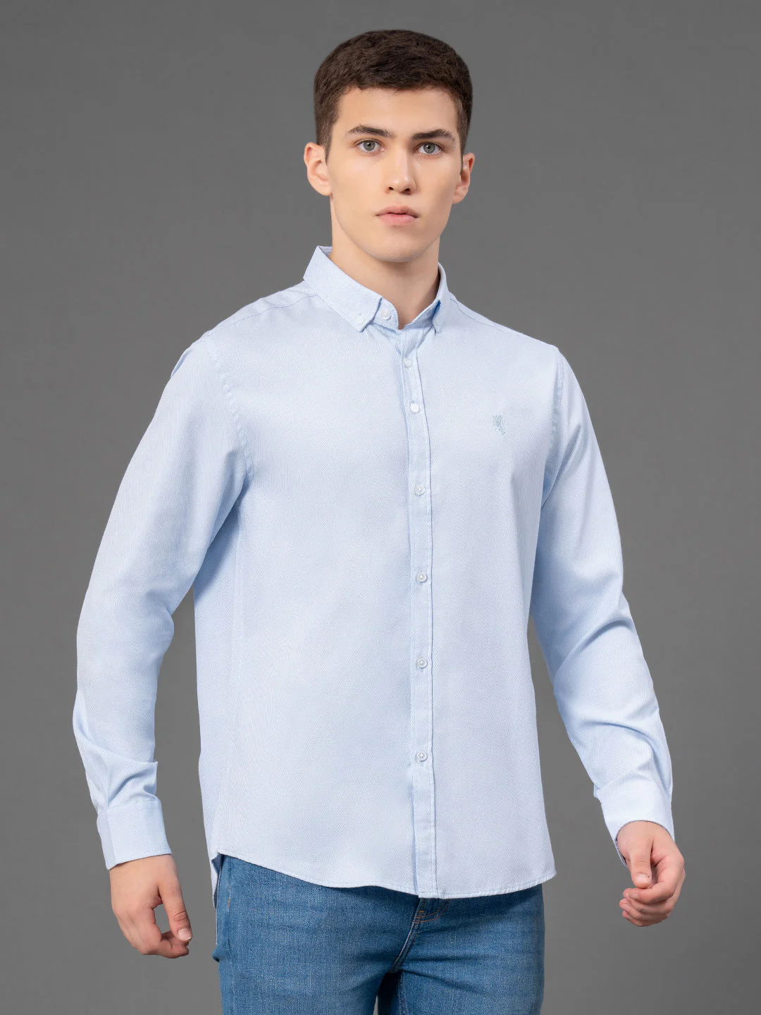 Sky Blue Dobby Shirt for Men - Image 4