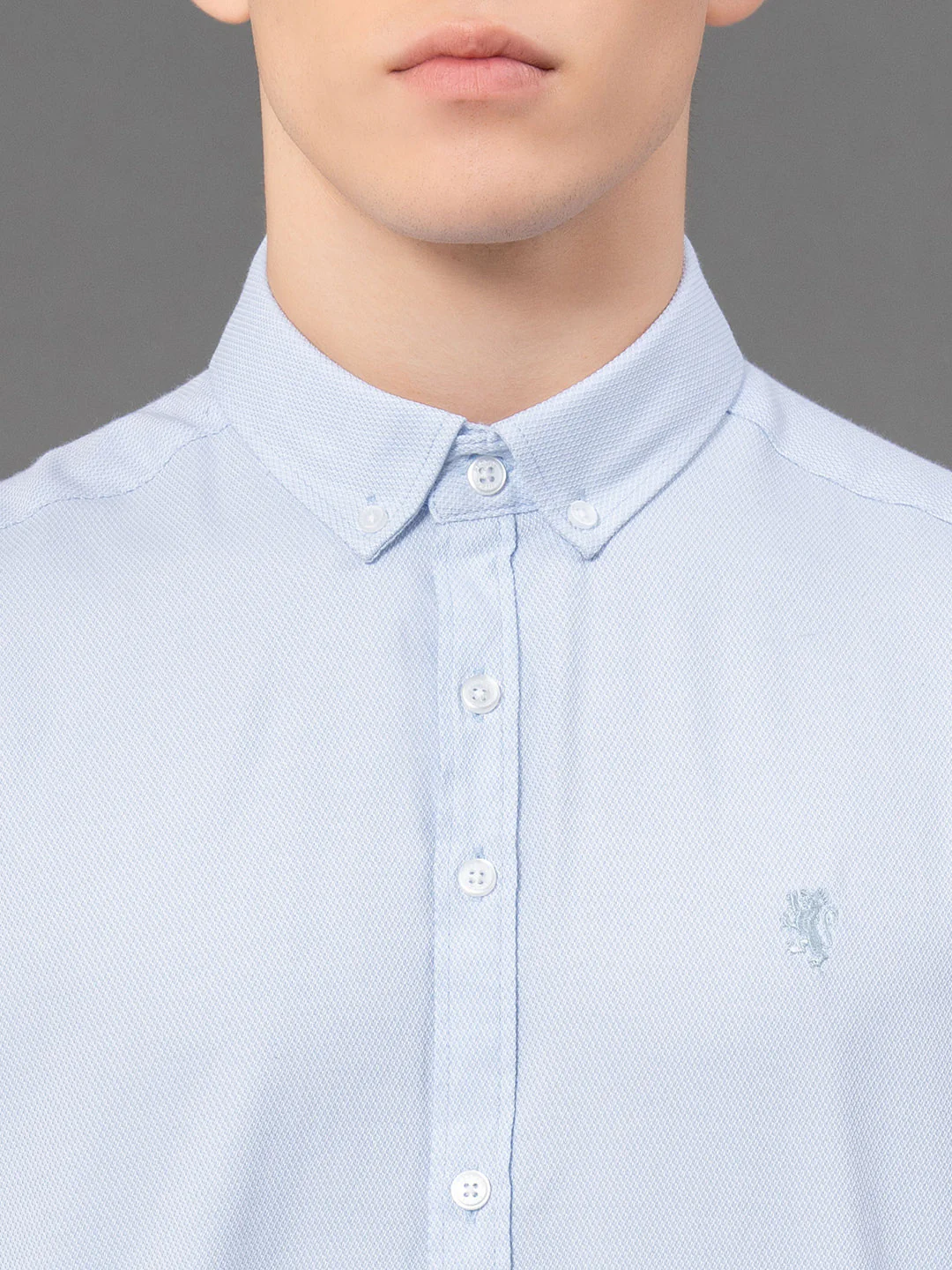 Sky Blue Dobby Shirt for Men - Image 5