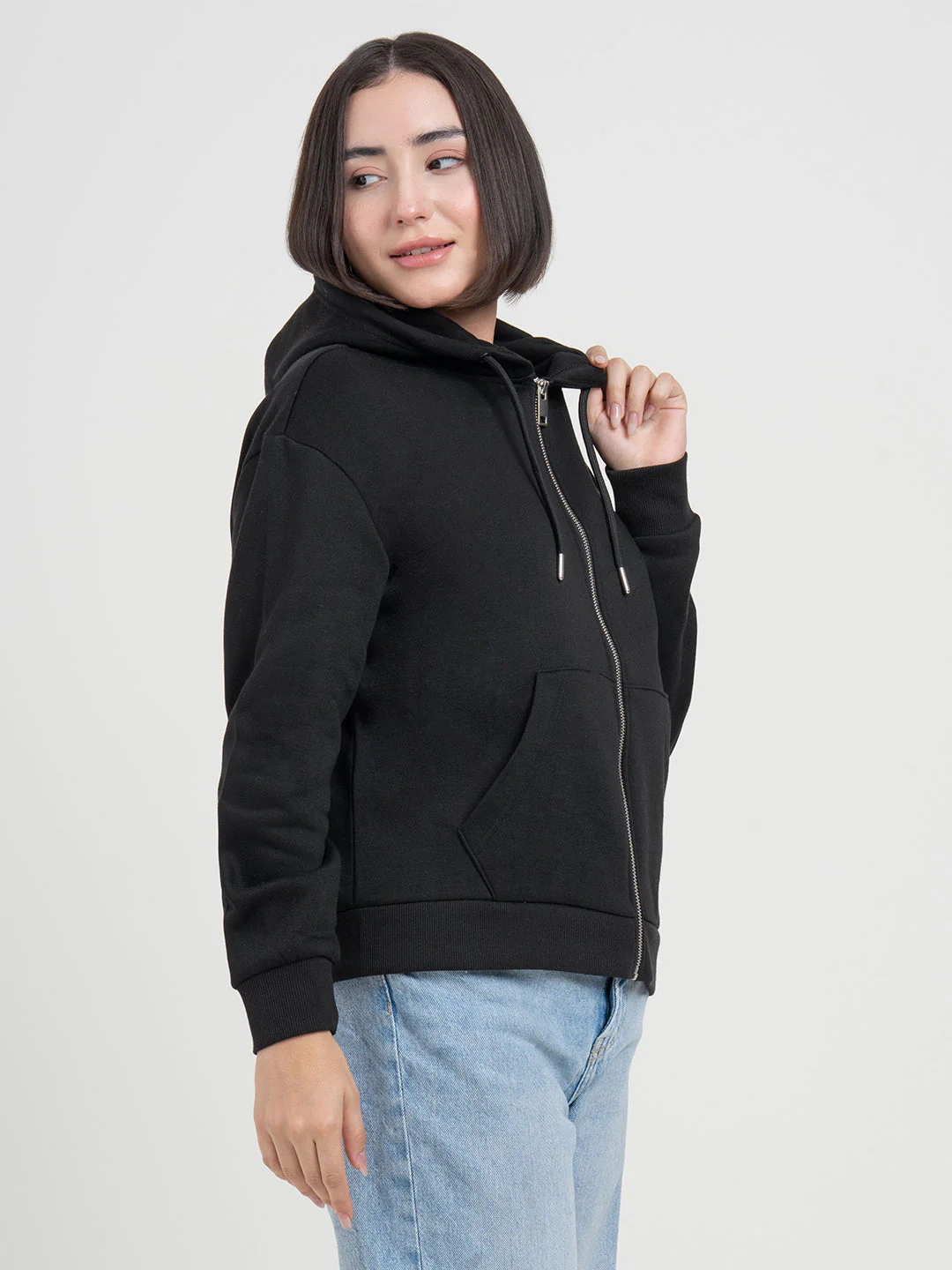 Solid Black Hoodies for Women | Full-Zip Hoodie for Everyday Comfort - Image 7