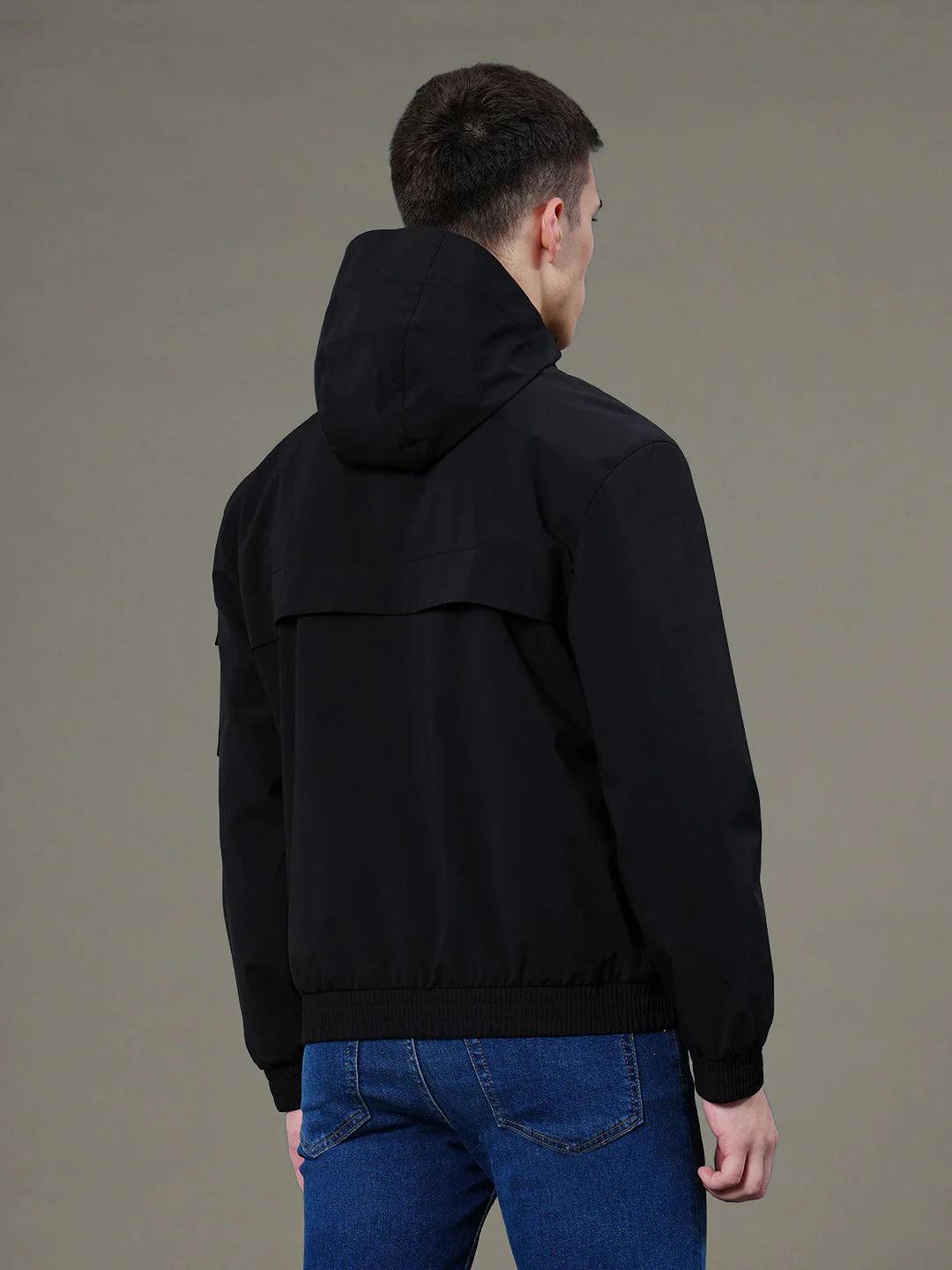 Solid Hooded Jacket for Men - Image 3