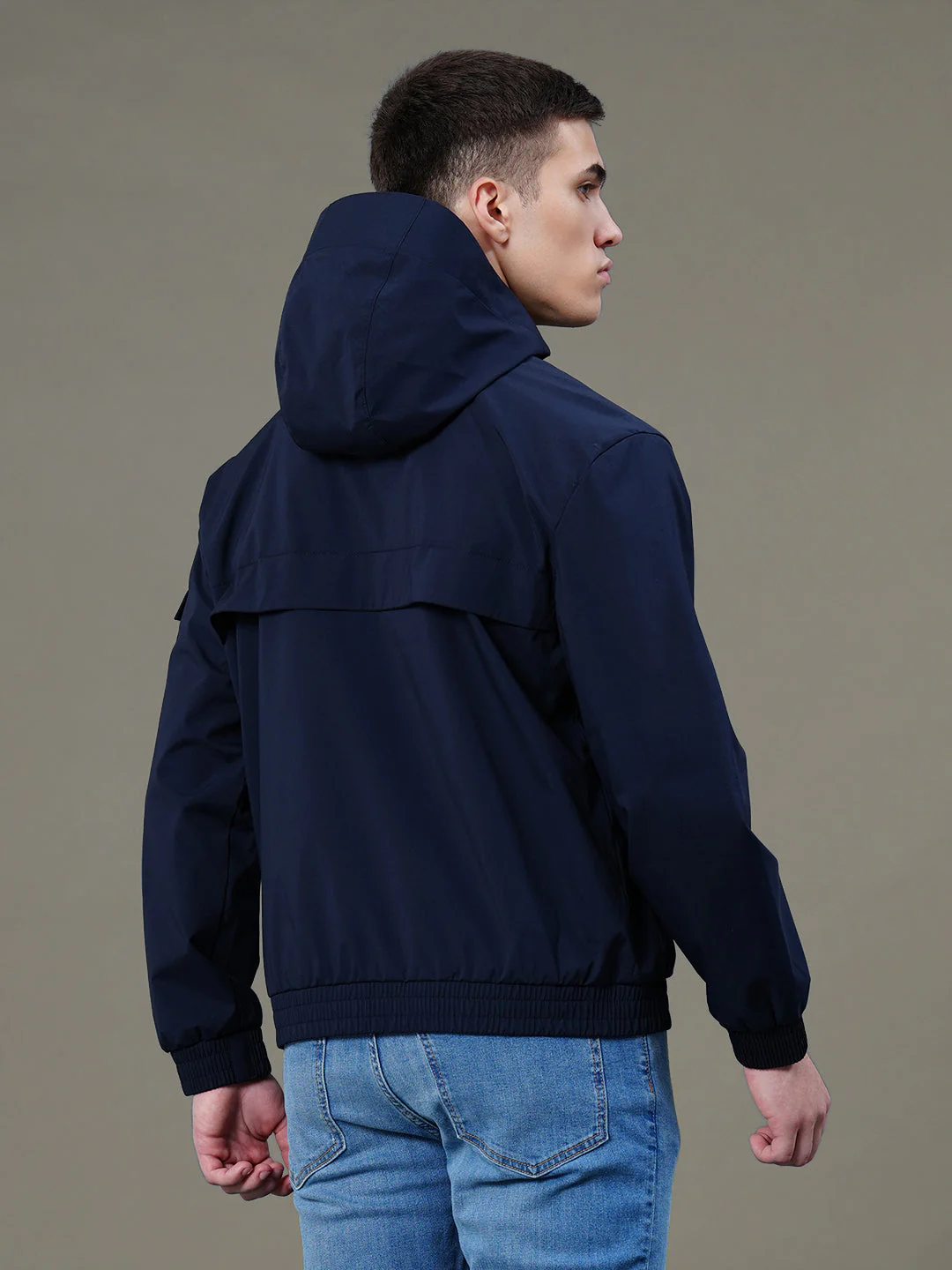 Solid Hooded Jacket for Men - Image 3