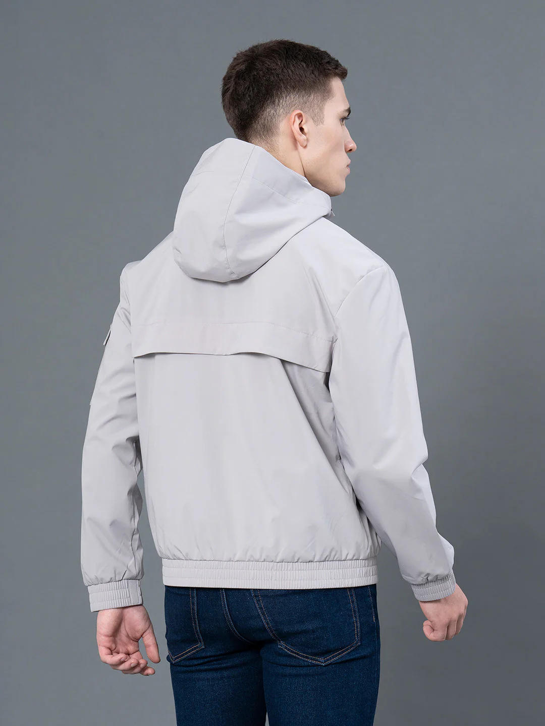 Solid Hooded Jacket for Men - Image 3