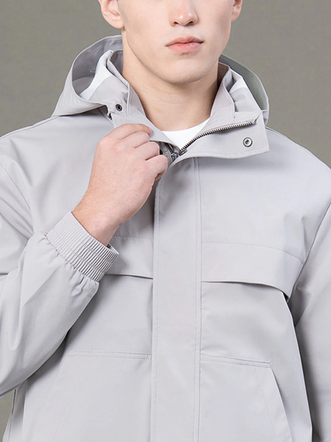 Solid Hooded Jacket for Men - Image 4