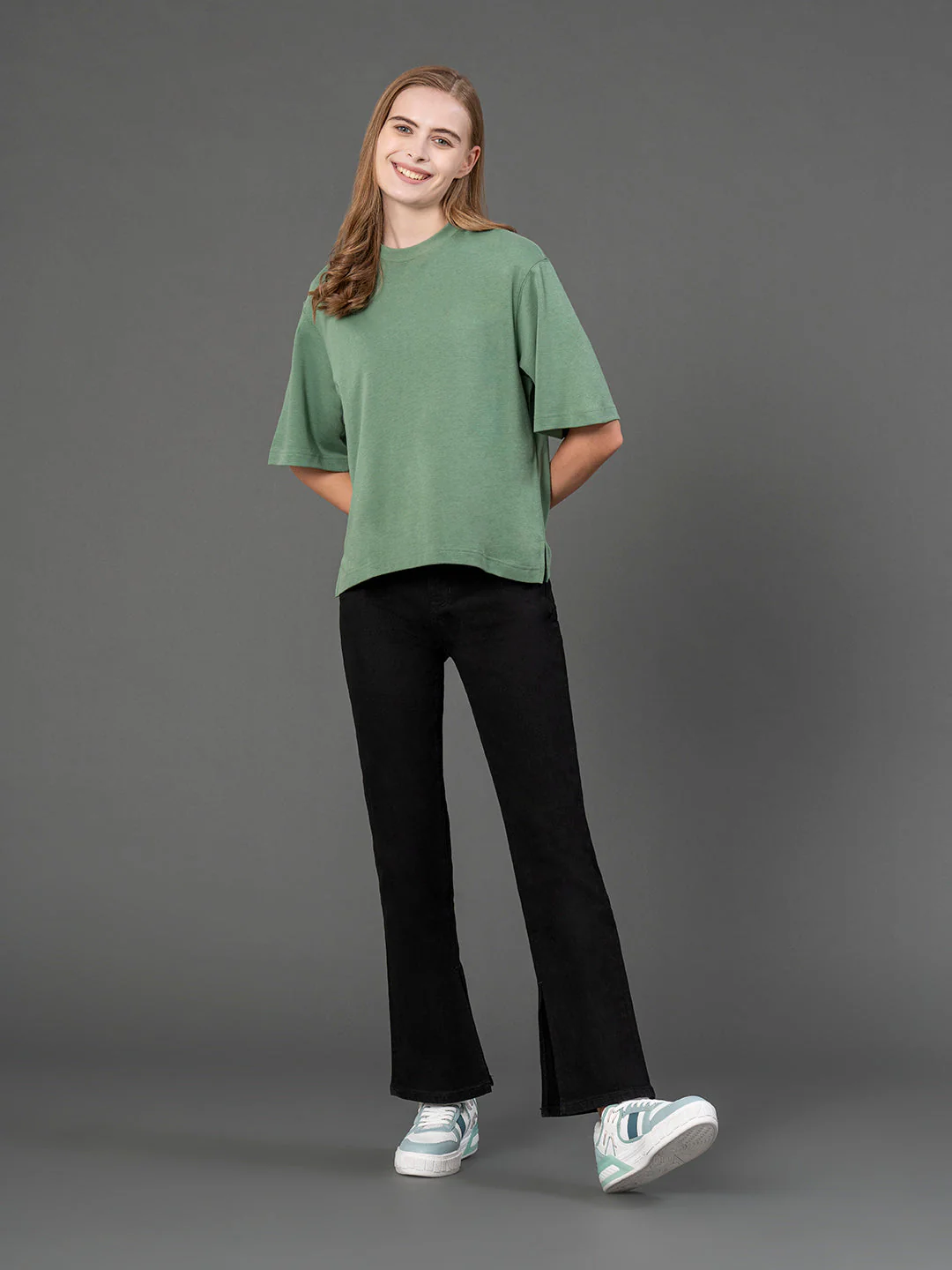 Solid Slit Straight Leg Jeans for Women - Image 5