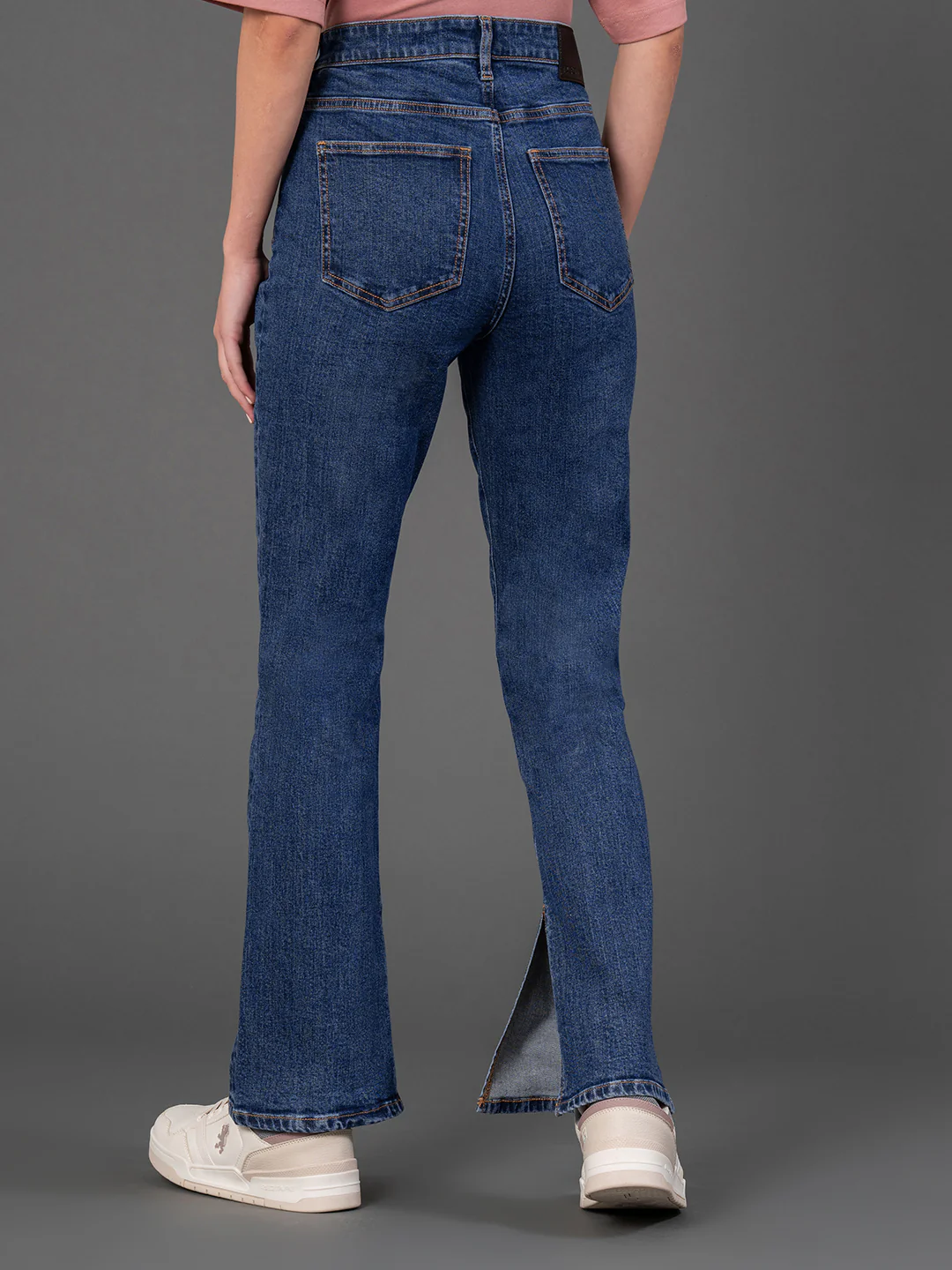 Solid Slit Straight Leg Jeans for Women - Image 3