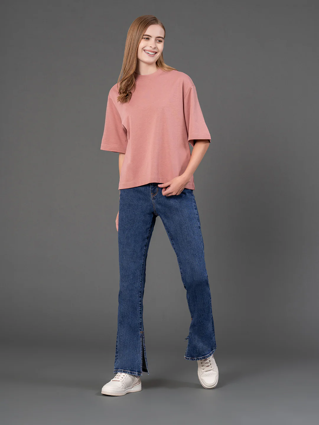 Solid Slit Straight Leg Jeans for Women - Image 5