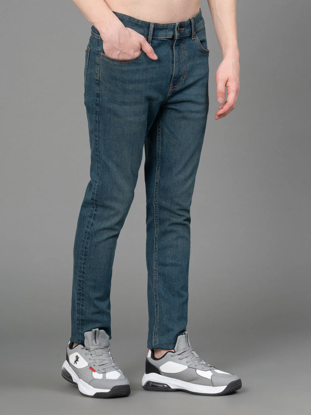 Solid Washed Jeans for Men - Image 2