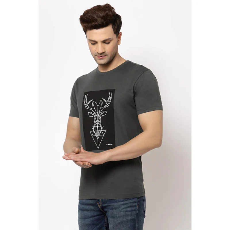 Space Grey Graphic Print Pure Cotton Men's T-Shirt - Image 2
