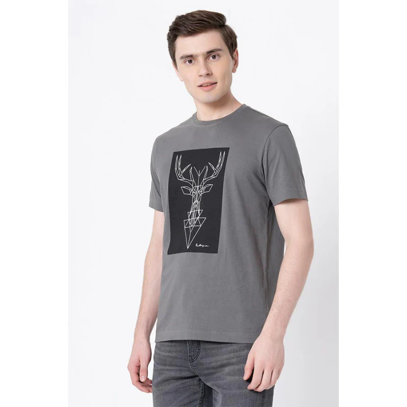Space Grey Graphic Print Pure Cotton Men's T-Shirt - Image 2