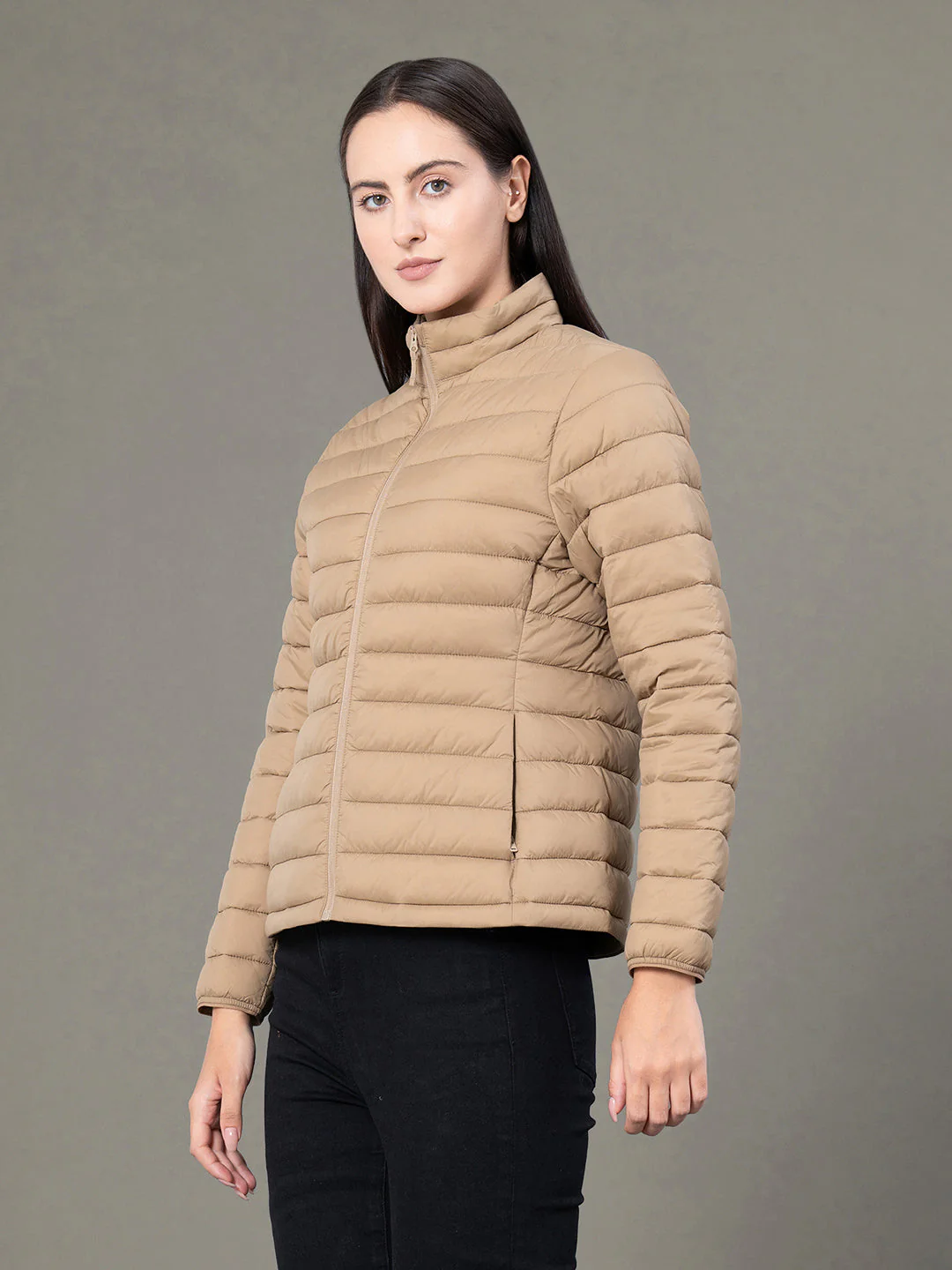 Stand Collar Padded Jacket for Women - Image 2