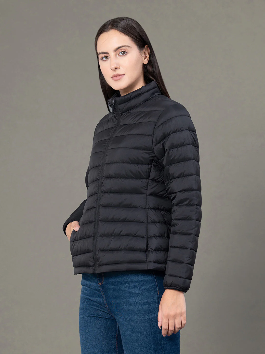 Stand Collar Padded Jacket for Women - Image 2