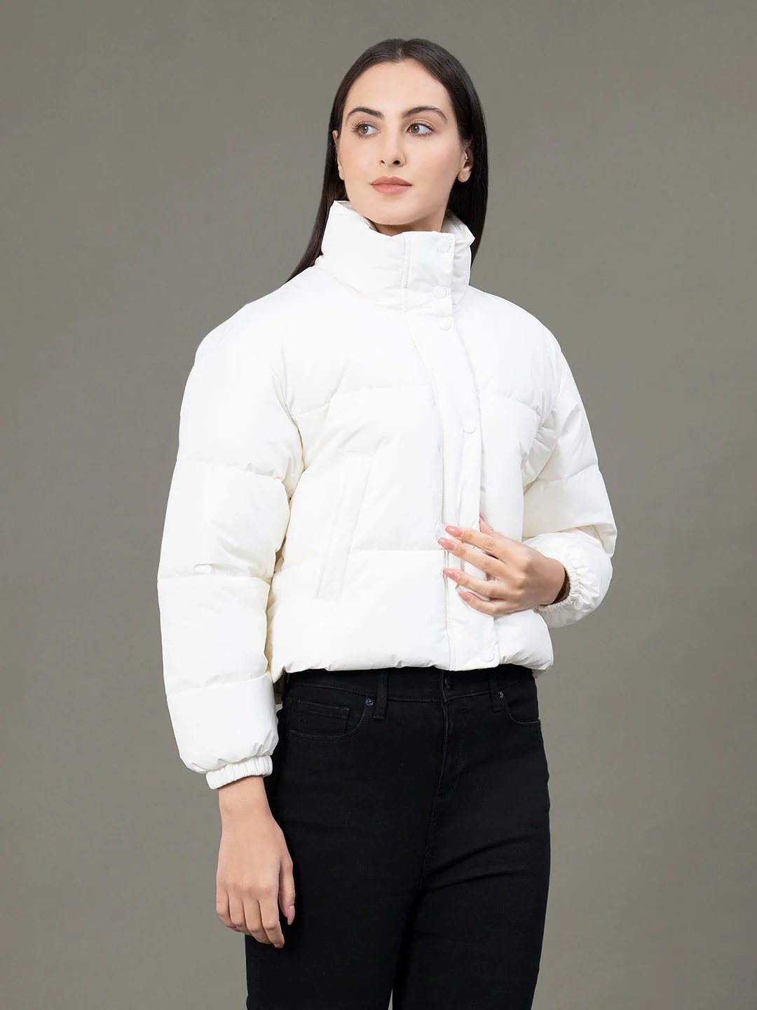 Stand Collar Padded Jacket for Women - Image 2