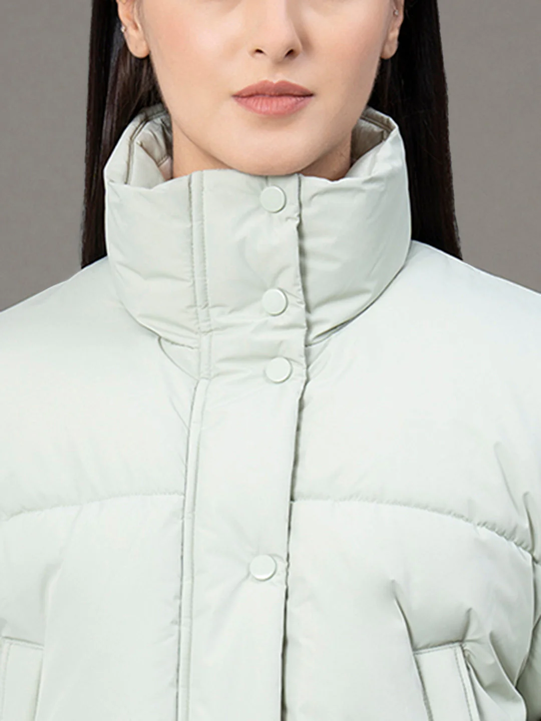 Stand Collar Padded Jacket for Women - Image 4