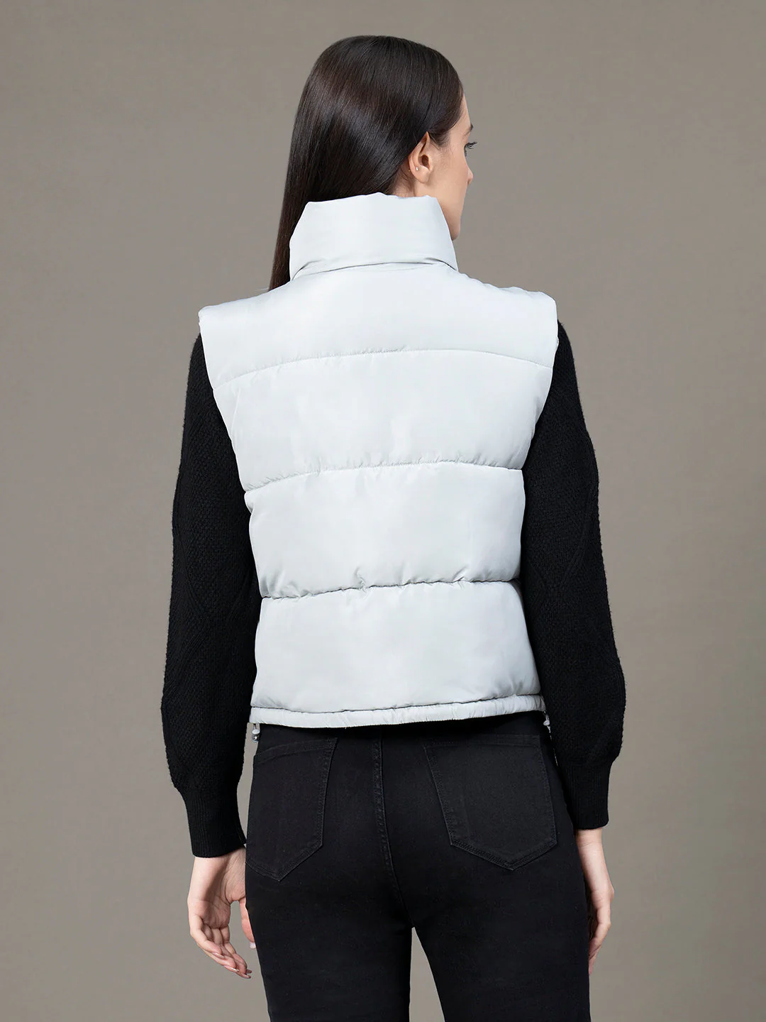 Stand Collar Sleeveless Jacket for Women - Image 3