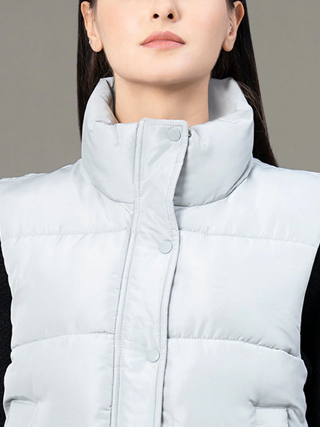 Stand Collar Sleeveless Jacket for Women - Image 4