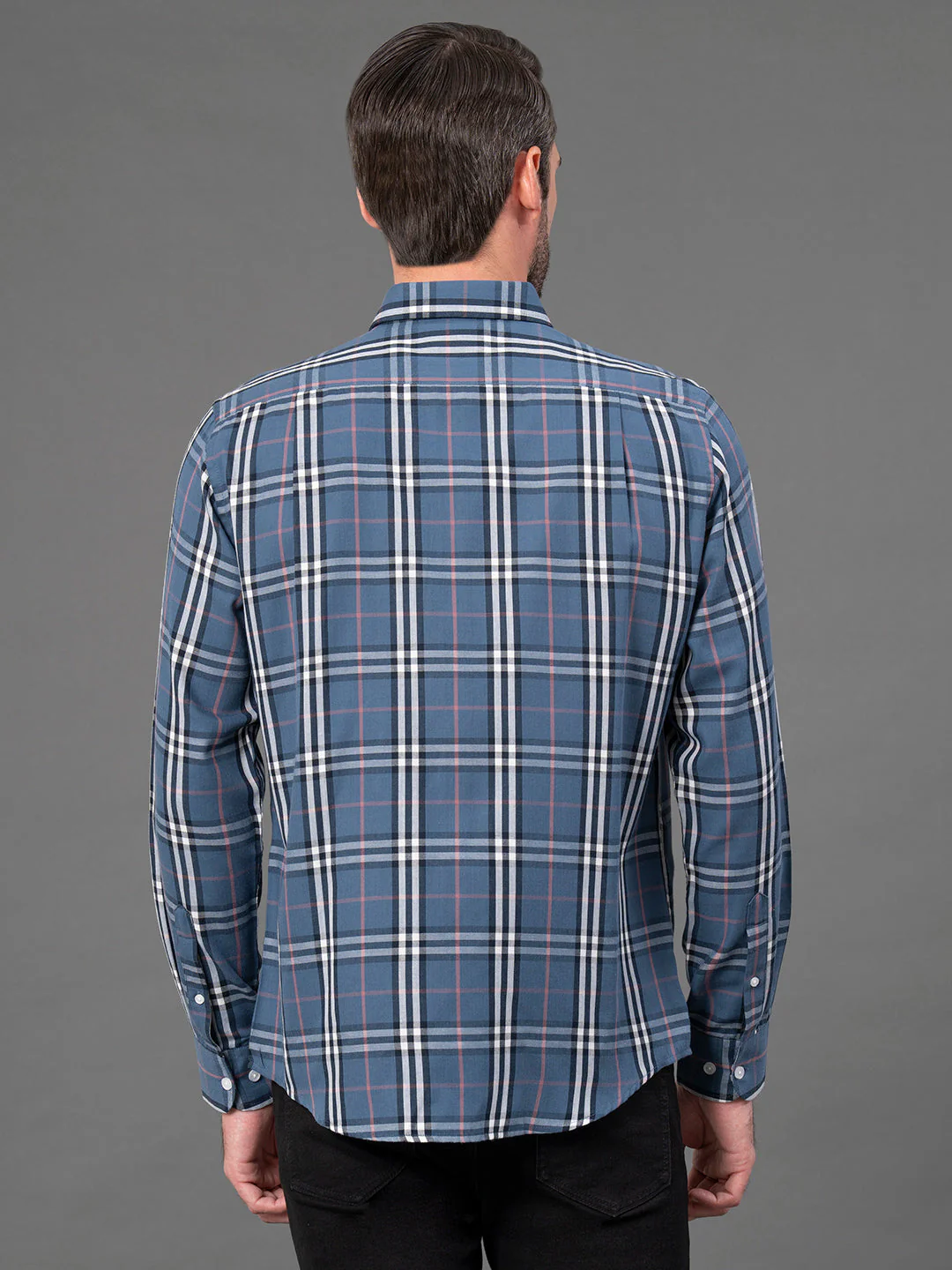 Stone Blue Checked Shirt for Men - Image 3
