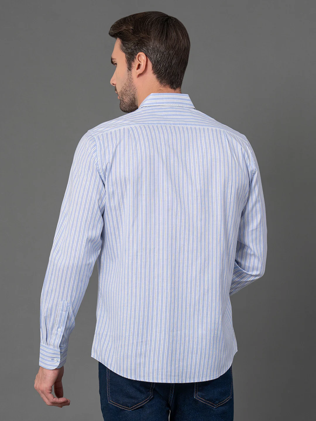 Stone Blue Striped Shirt for Men - Image 3