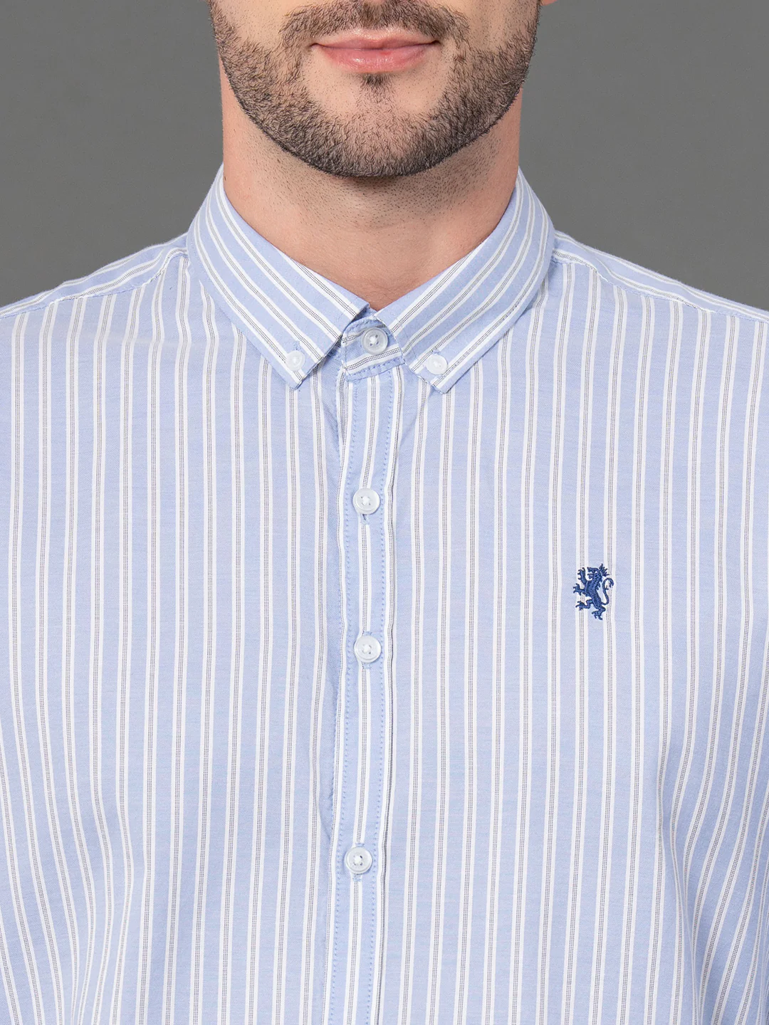 Stone Blue Striped Shirt for Men - Image 4