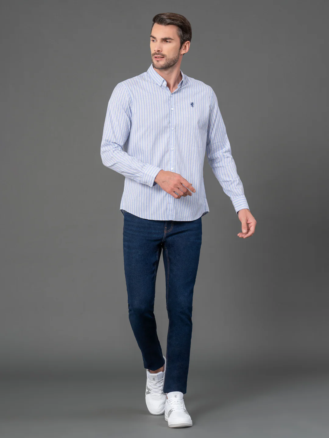 Stone Blue Striped Shirt for Men - Image 5
