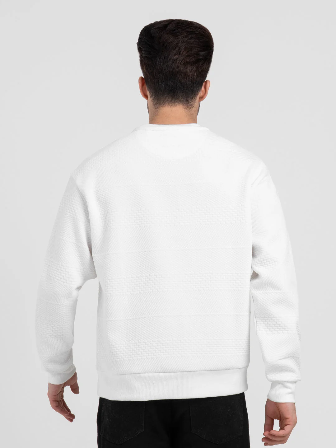 Structured White Men's Sweatshirts | Winter Essential Sweatshirt - Image 5