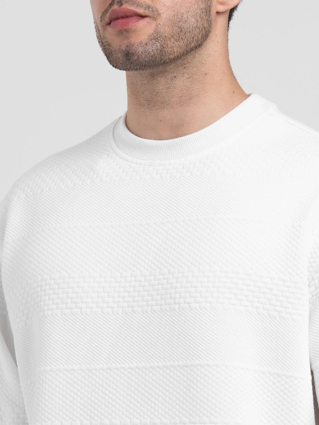 Structured White Men's Sweatshirts | Winter Essential Sweatshirt - Image 6