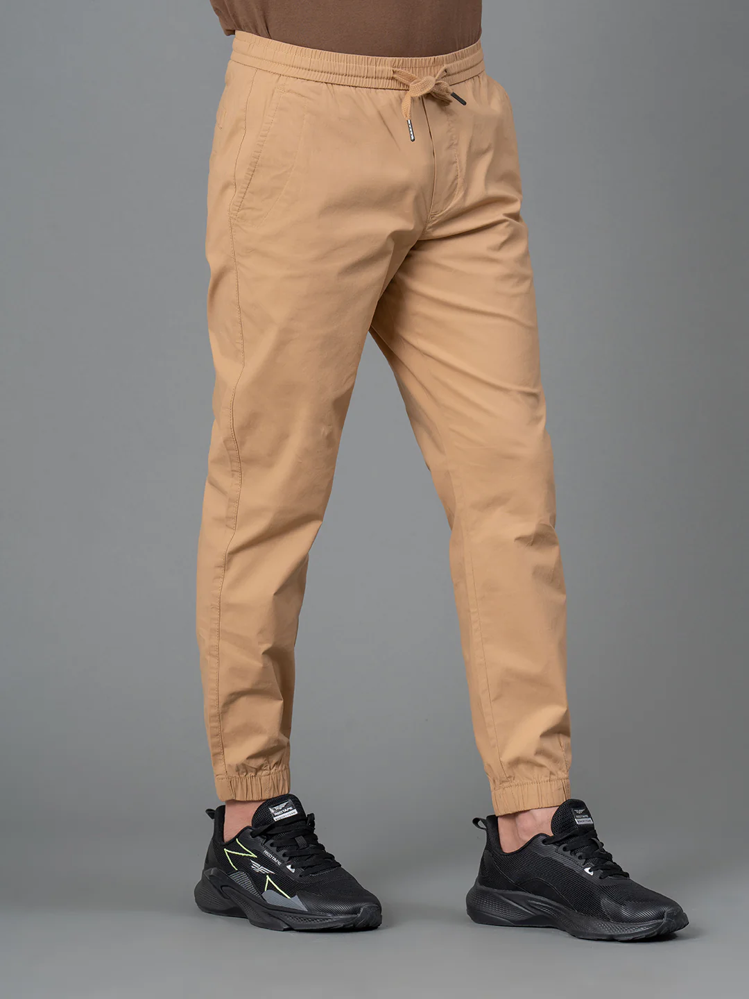 Tan Cotton Joggers for Men - Image 2