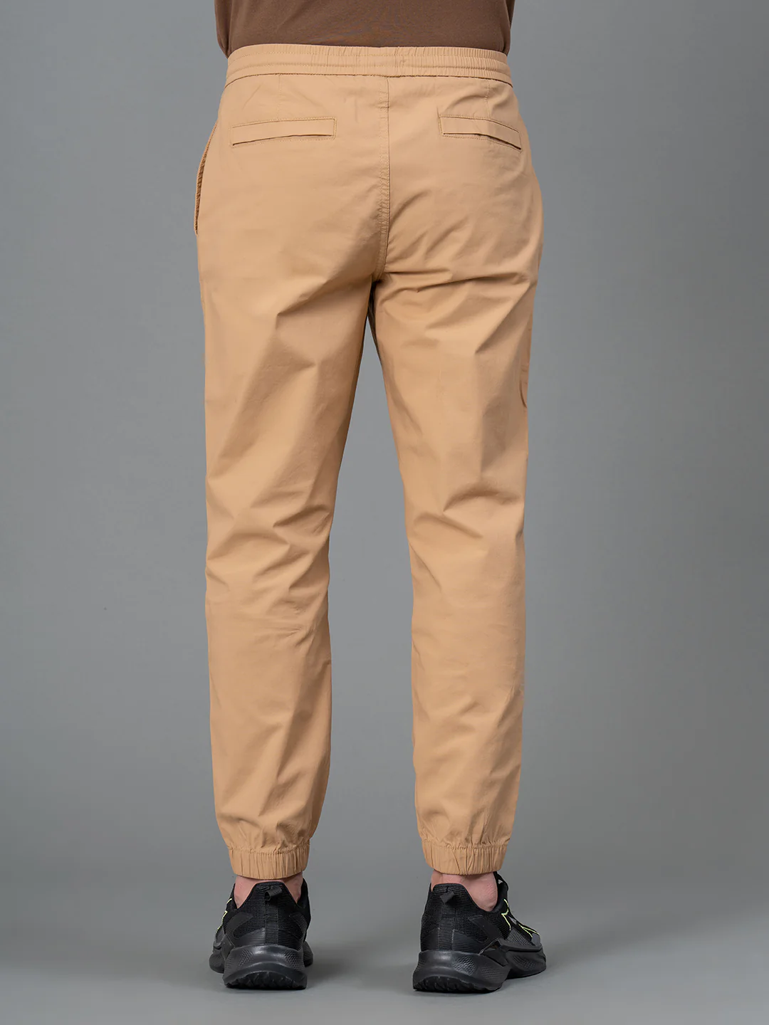 Tan Cotton Joggers for Men - Image 3