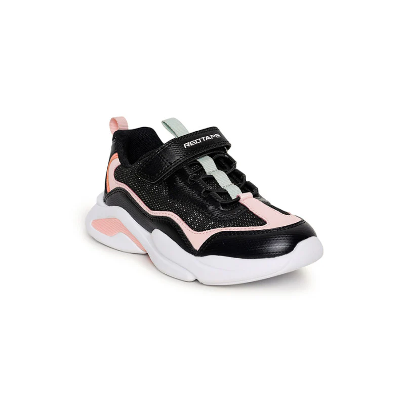 Unisex Kids Black And Pink Sports Shoes - Image 2