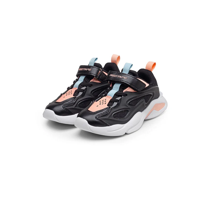 Unisex Kids Black And PInk Sports Shoes - Image 5