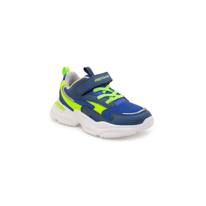 Unisex Kids Blue And Neon Green Sports Shoes - Image 2