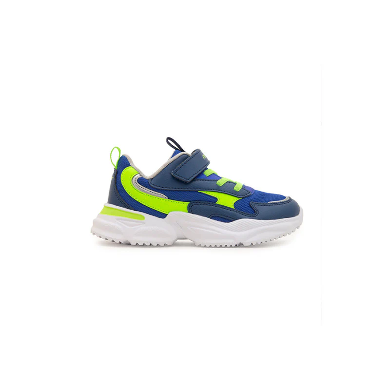 Unisex Kids Blue And Neon Green Sports Shoes - Image 3