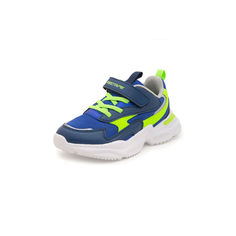 Unisex Kids Blue And Neon Green Sports Shoes - Image 5