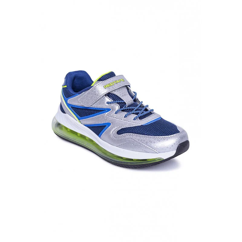Unisex Kids Silver And Blue Sports Shoes - Image 2