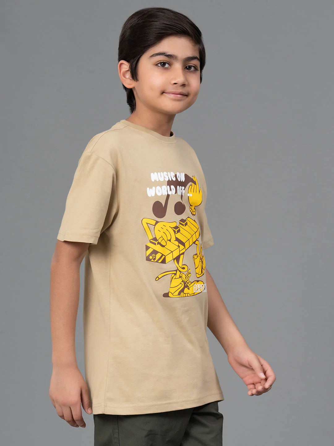 Unisex Kids T-Shirt- Best in Comfort| Cotton| Pale Olive Color - Image 2