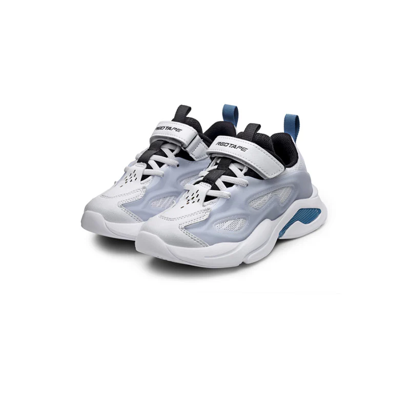 Unisex Kids White And Blue Sports Shoes - Image 5