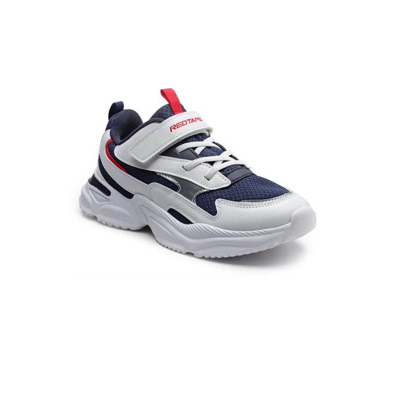 Unisex Kids White And Navy Sports Shoes - Image 2