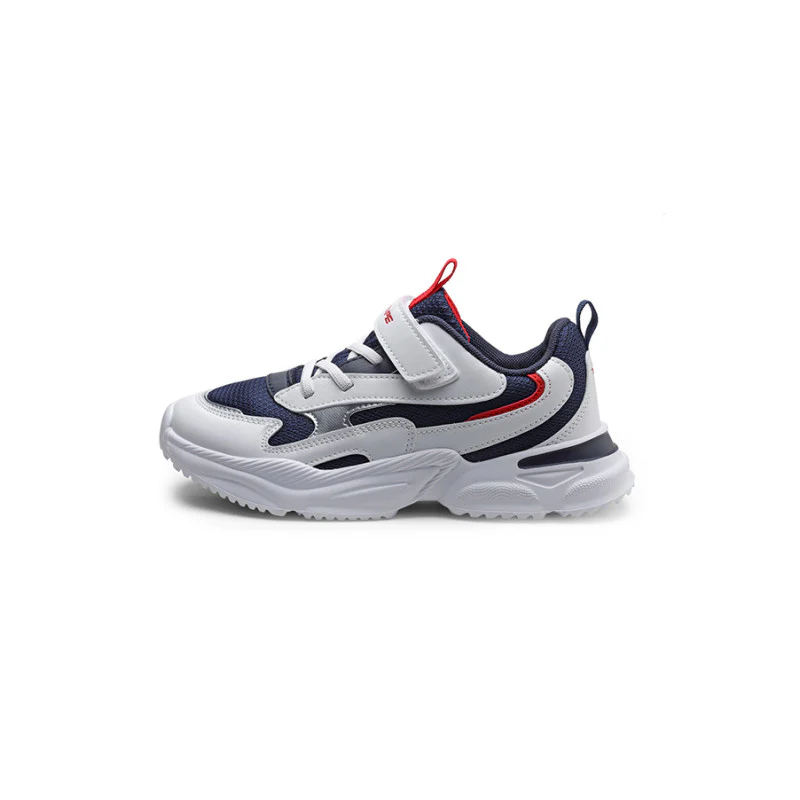 Unisex Kids White And Navy Sports Shoes - Image 4