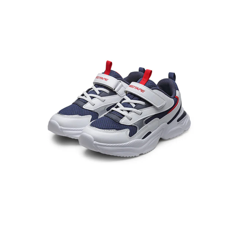 Unisex Kids White And Navy Sports Shoes - Image 5