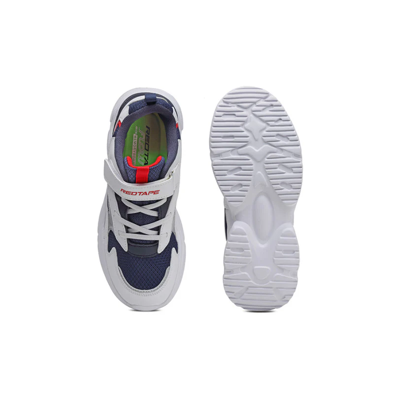 Unisex Kids White And Navy Sports Shoes - Image 6