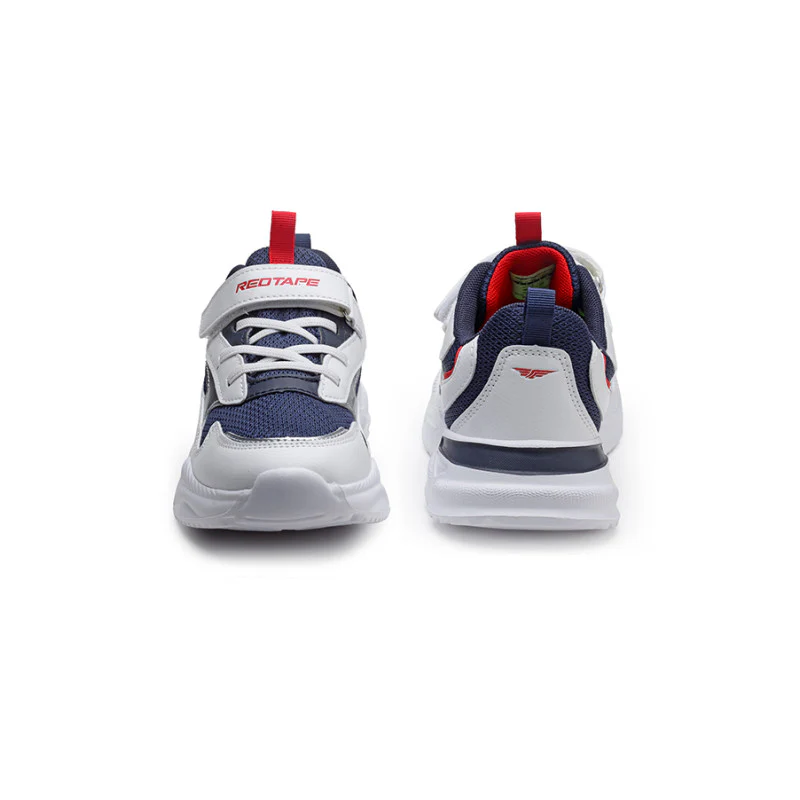 Unisex Kids White And Navy Sports Shoes - Image 8