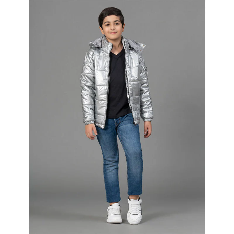 Unisex Metallic Grey Jacket for Kids - Image 5