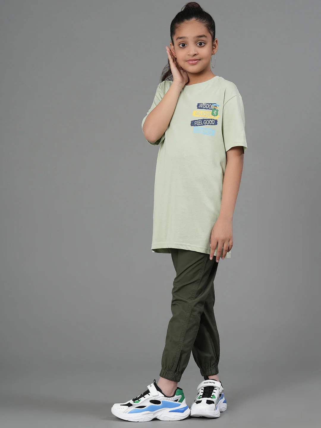Unisex T-Shirt for Kids- Best in Comfort| Cotton| Light Green Colo - Image 11