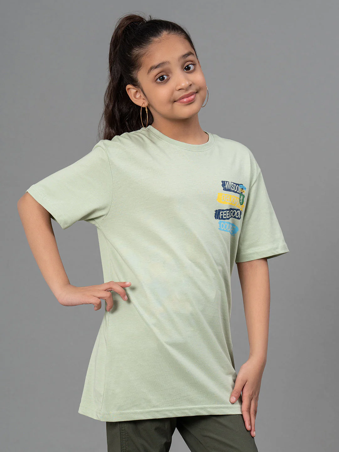Unisex T-Shirt for Kids- Best in Comfort| Cotton| Light Green Colo - Image 12